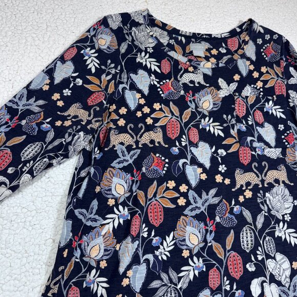 Chico's Womens Blue Floral Leopard Jersey Tunic Top Size 2 US L Cotton Modal - Picture 2 of 5